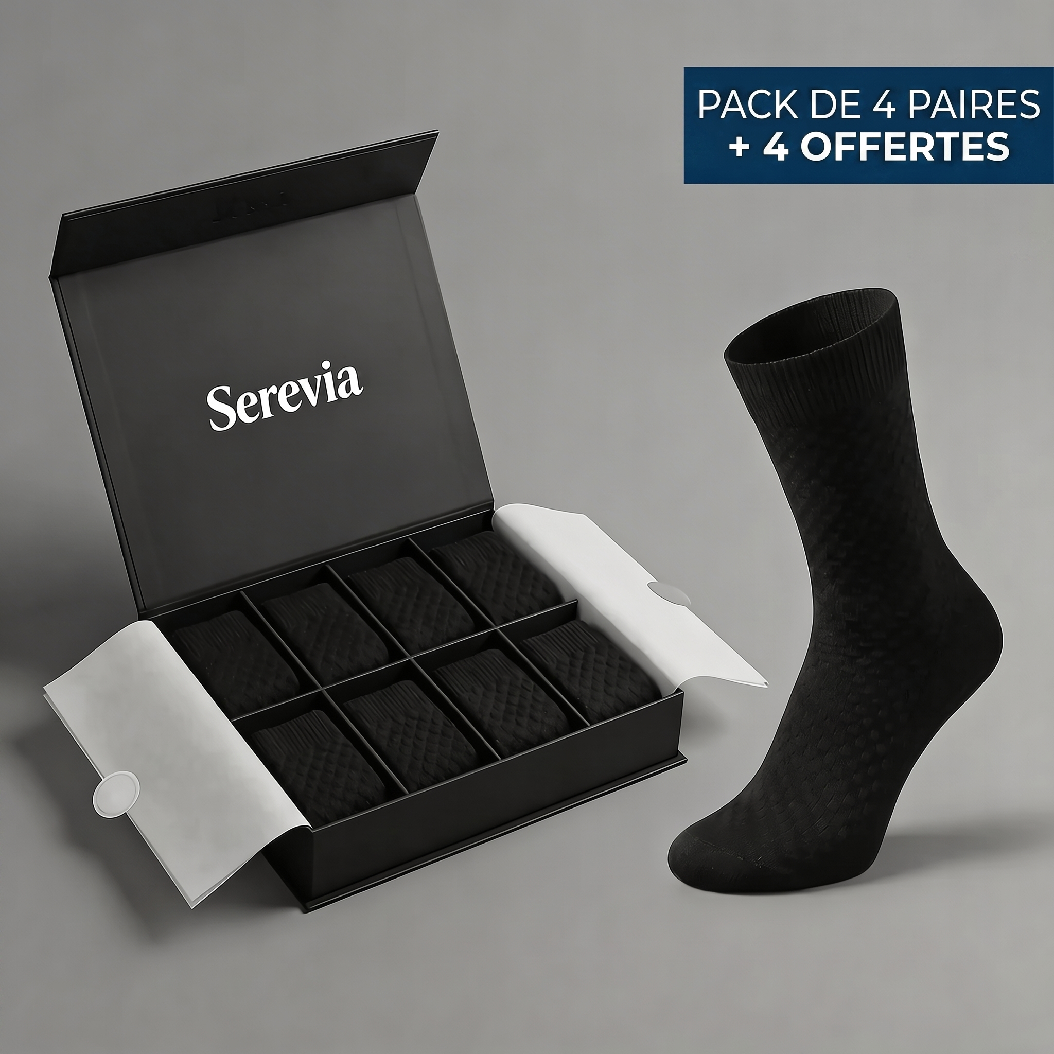 SEREVIA | CHAUSSETTES MONTANTES EN FIBRE DE BAMBOU PREMIUM