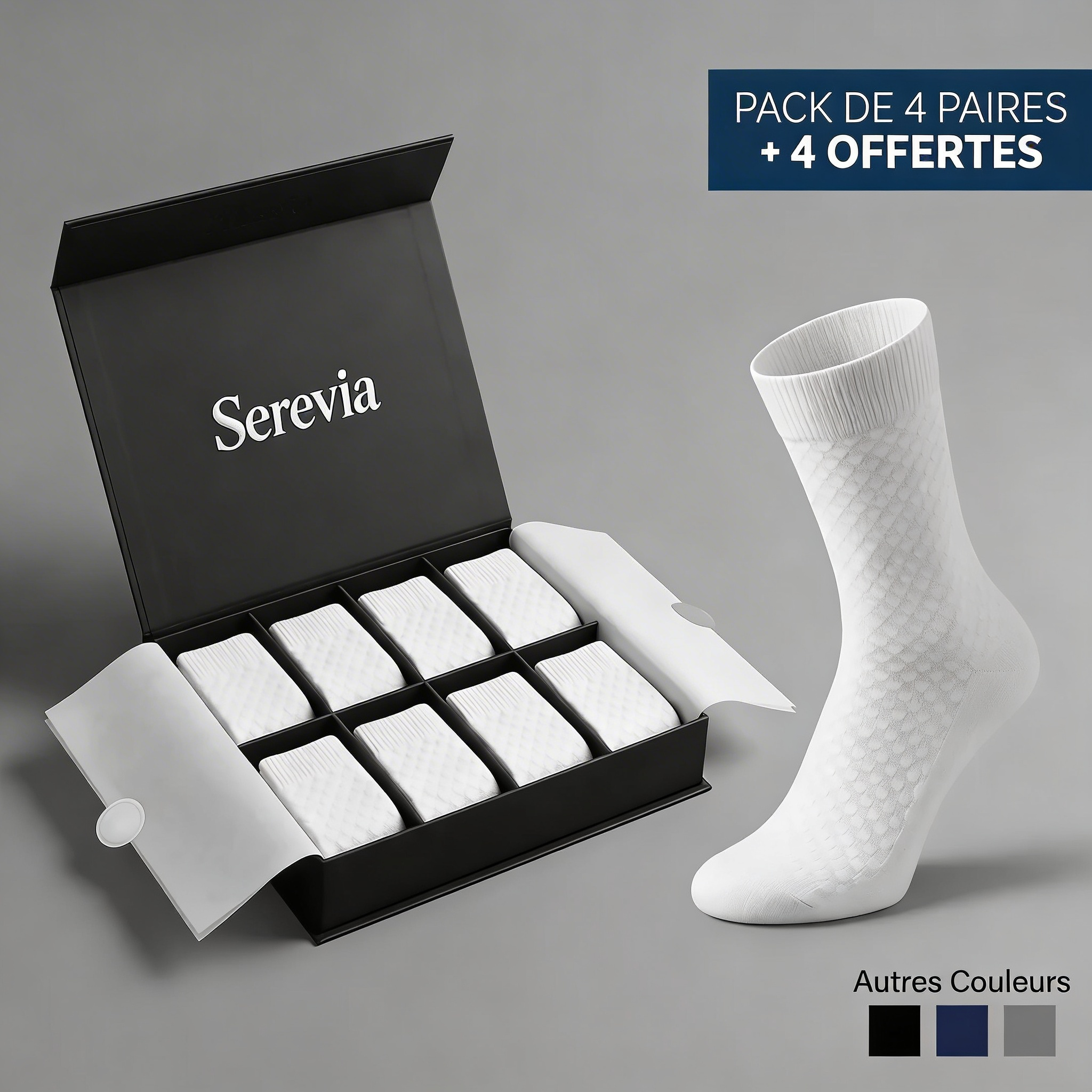 SEREVIA | CHAUSSETTES MONTANTES EN FIBRE DE BAMBOU PREMIUM