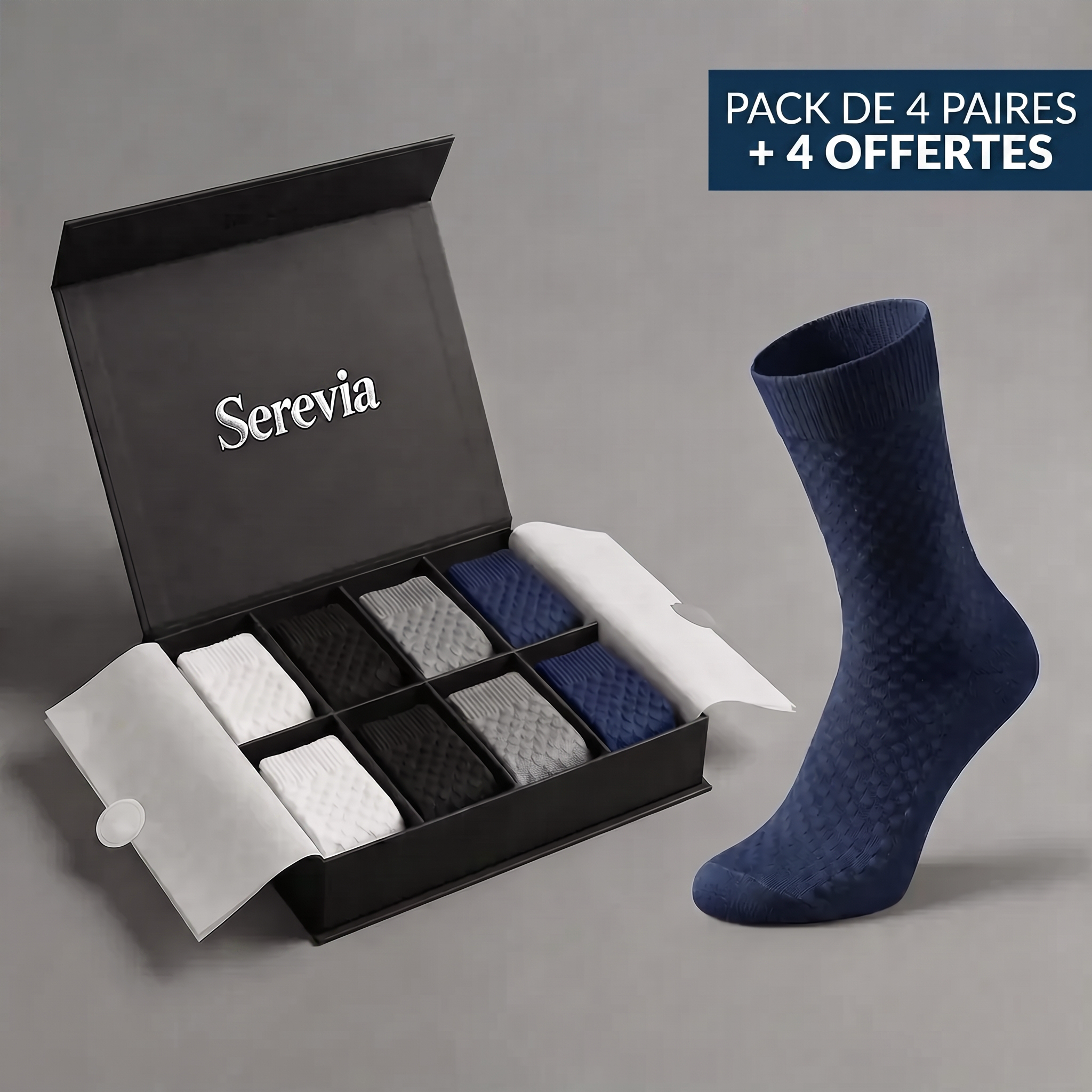 SEREVIA | CHAUSSETTES MONTANTES EN FIBRE DE BAMBOU PREMIUM